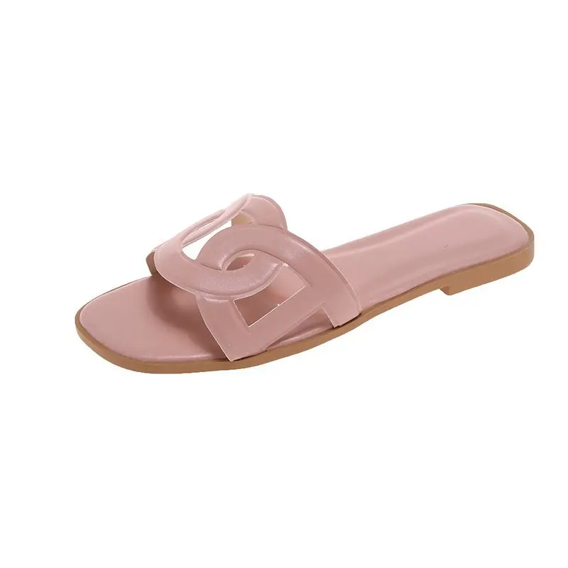 

Summer Simple Women's Slippers Fashion All-match Solid Color Open-toe Stitching Upper Trend Home Casual Women's Slippers