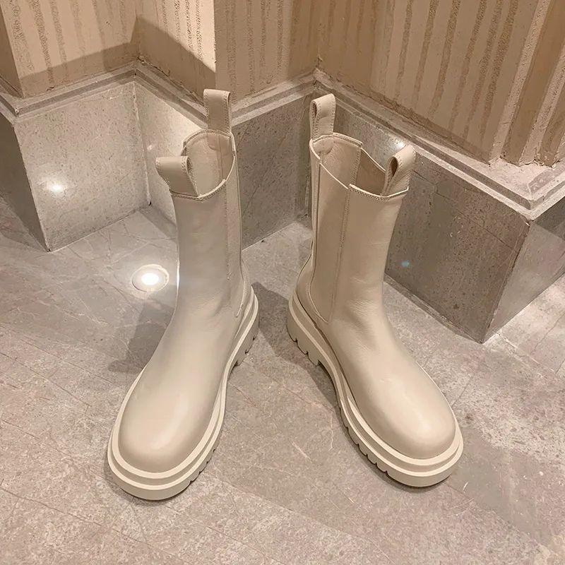 

New boots boots women's all white boots popular muffin in autumn 2021