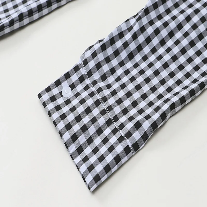 

Plaid shirt female design sense niche 2020 spring and autumn new loose mid-length long-sleeved shirt