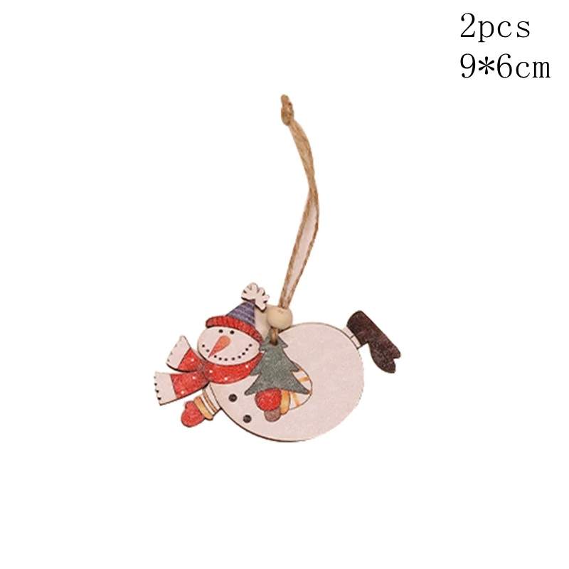 2pcs B02 Рождественские украшения, деревянные подвески, новогодние Подвесные Подарки, украшение на елку, сделай сам, дерево, ремесло, для дома, свадьбы, Navidad, Декор - Цвет: 2pcs B02