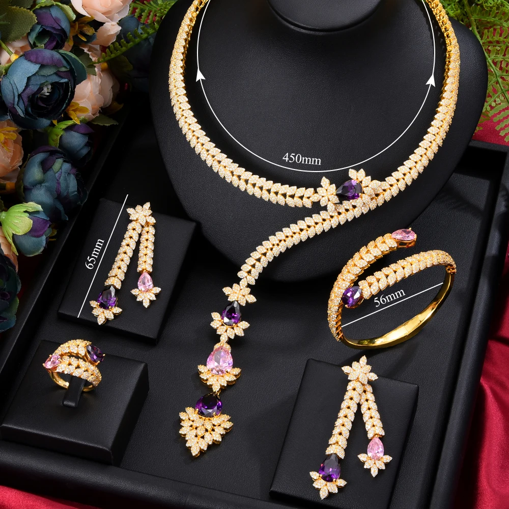 

GODKI Famous Brand 4PCS Green CZ Luxury African Jewelry Set For Women Wedding Party Zircon Crystal Dubai Bridal Jewelry Set Gift