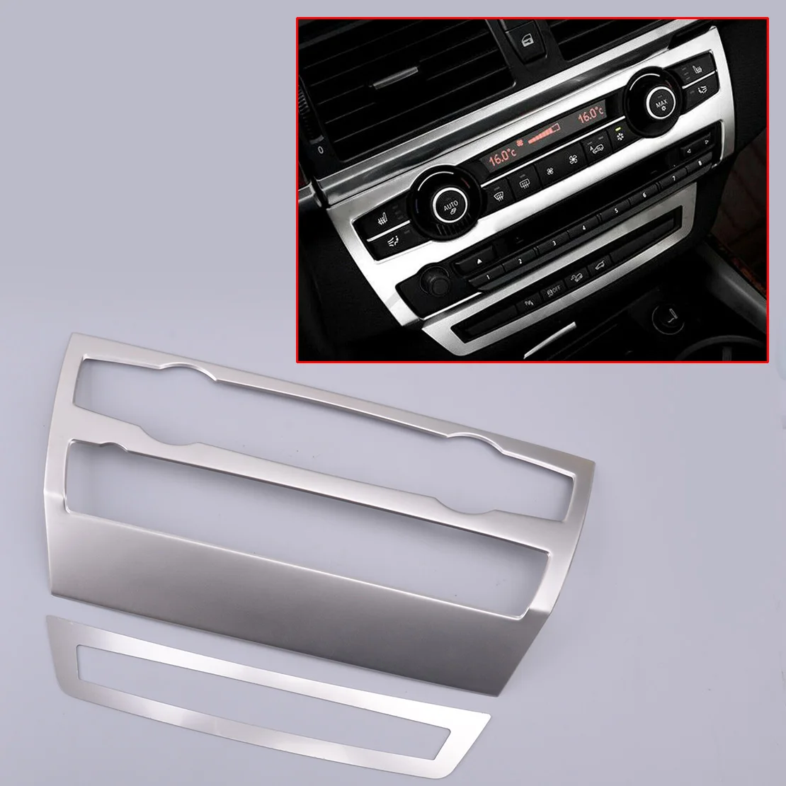 

2pcs/Set Chrome Stainless Steel Interior Center Console CD Panel Cover Trim Fit for BMW X5 E70 X6 E71 2009 2010 2011 2012 2013