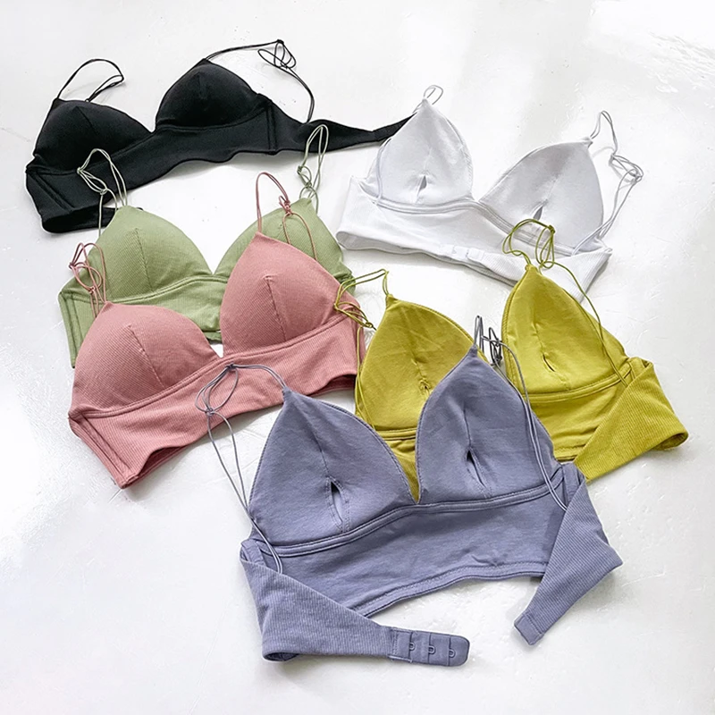

VRAIMMOI Cotton Low Back Bras Push Up Solid Girl Underwear Breathable Lingerie Wireless Top Sexy Backless Bralette