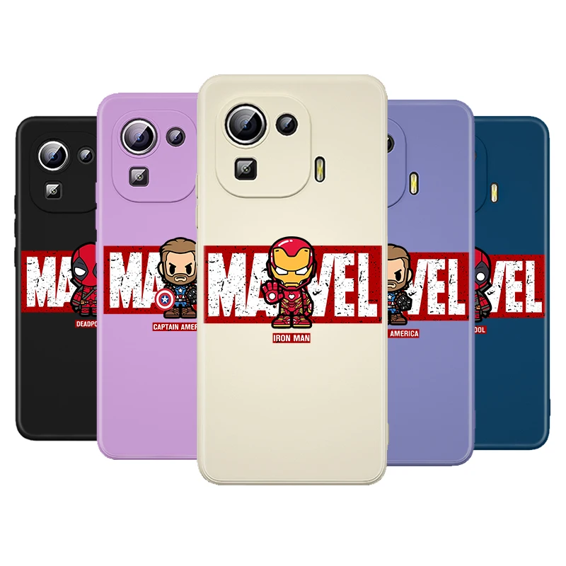 

Marvel Hero Letter Liquid Silicone Soft Cover For Xiaomi Mi 11 Ultra 11i 11X 10 10T 10S 9 SE Pro Lite Youth Phone Case