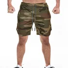 Мужские спортивные шорты 2 в 1, быстросохнущие шорты для бега, со встроенными карманами, фитнеса, спортивное мужское компрессионное нижнее белье, на лето