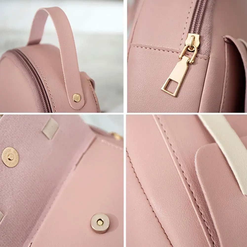 

Women Flip Cover Pocket Zipper Mini Backpack Travel School Bag Pouch Handbag