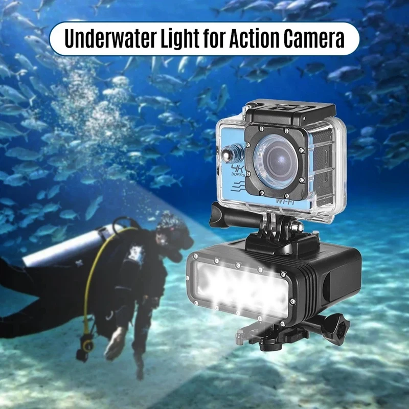 Водонепроницаемая светодиодная лампа для экшн-камеры с регулируемой яркостью 40