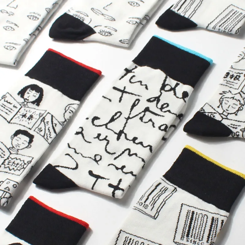 Женские и мужские милые Мультяшные носки забавные граффити кавайные женские