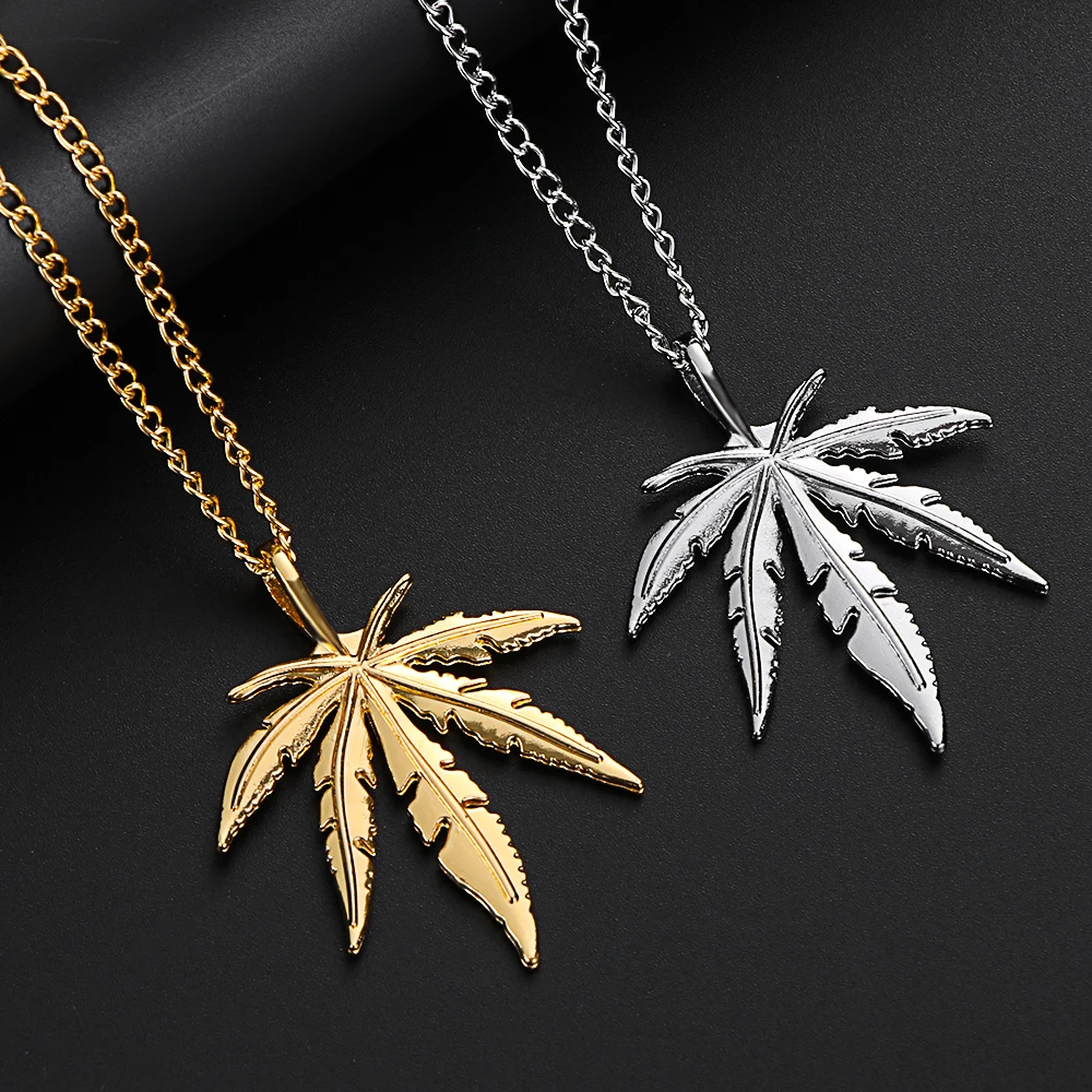 

New Hot Maple Leaf Pendant Necklace Weed Maple Pendant for Men&Women Hip Hop Rapper Party Jewelry Gift
