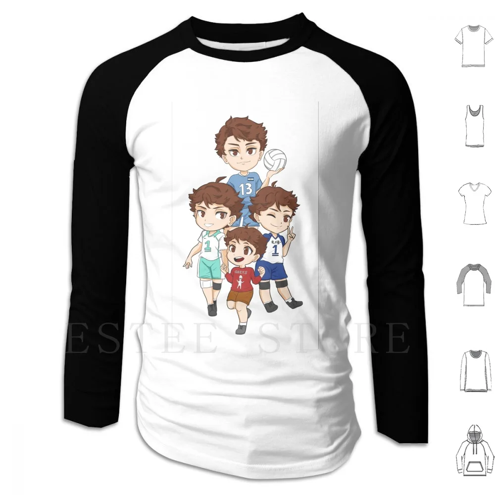 

Oikawa Chibi Set Hoodies Long Sleeve Haikyuu Haikyu Oikawa Oikawa Tooru Seijou Aoba Johsai Anime Volleyball Seijoh