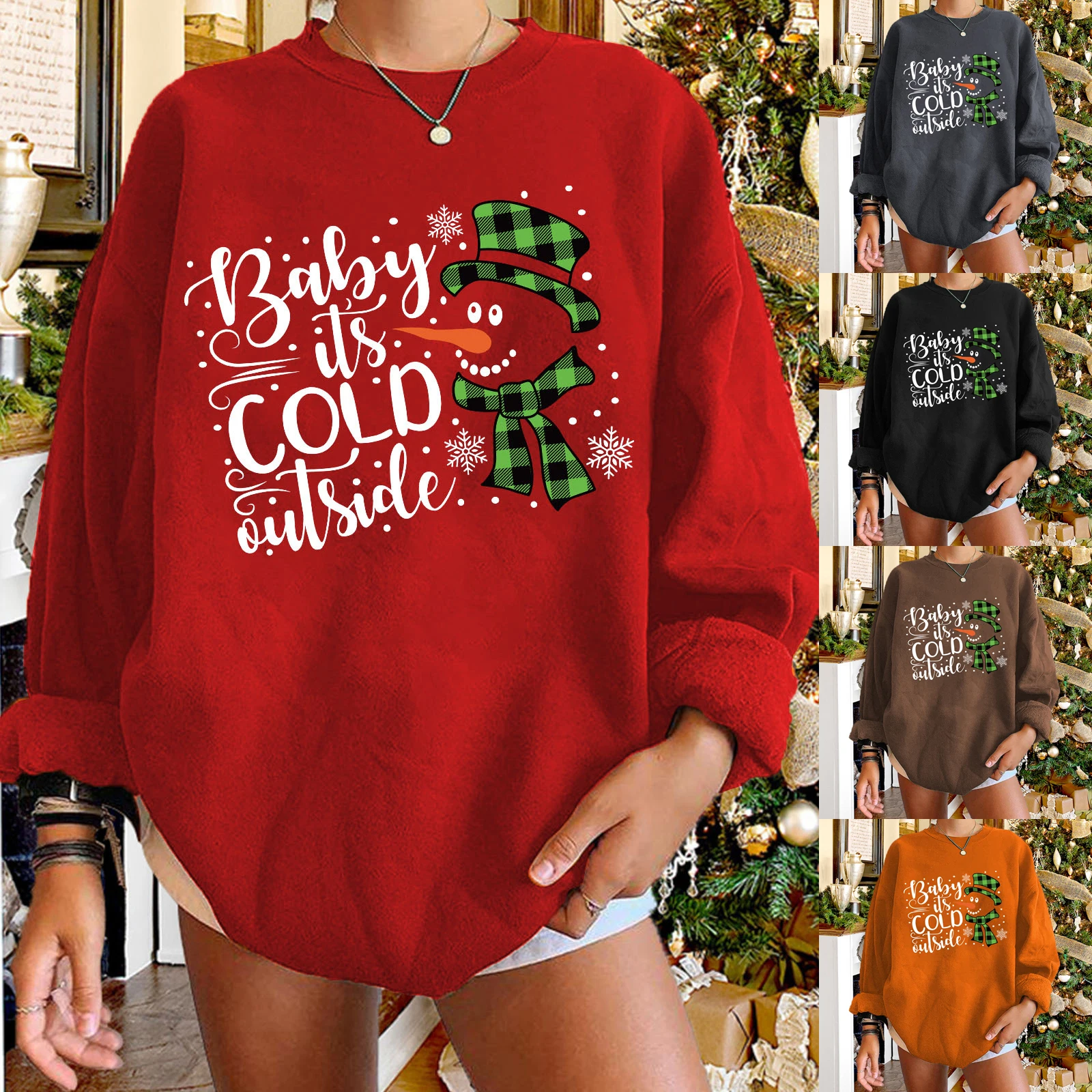 

Plus Size XXL Women’s Christmas Plus Velvet Sweatshirt Winter Warm Long Sleeve Pullover Top Snowman Letter Printed Sweater Women
