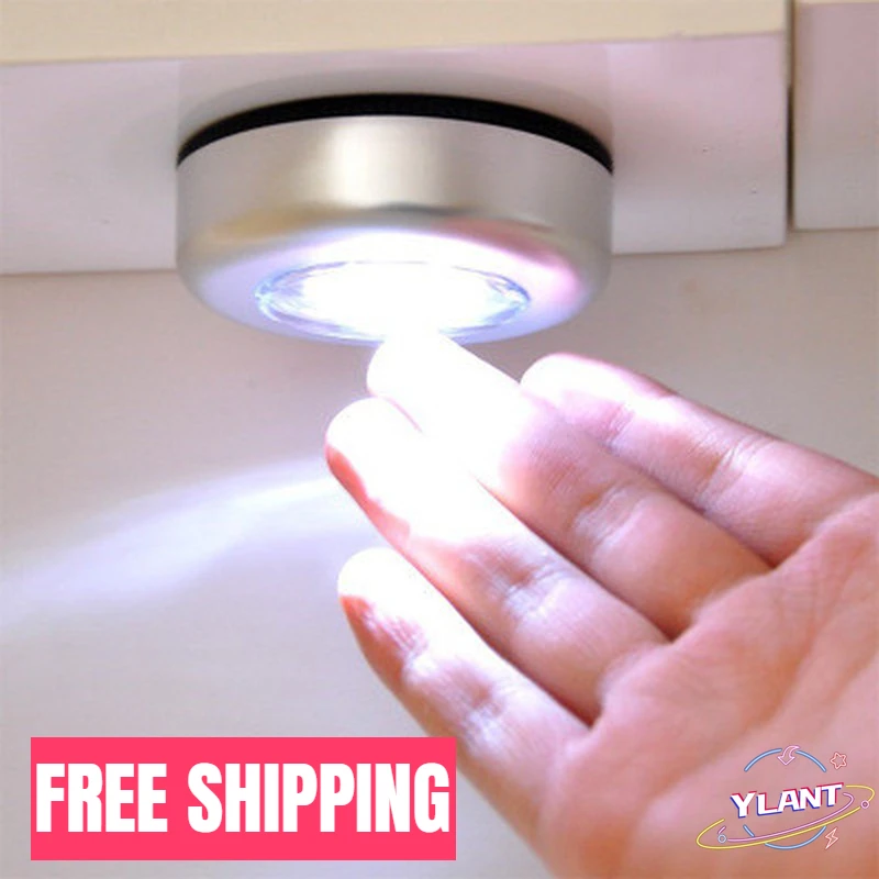 

2021 NEW 1PC 3/4 LED Mini Touch Light Night Lights Wireless Cabinet Lights Outdoor Car Lamp Hanging Wall Lamps Kitchen Wardrobe