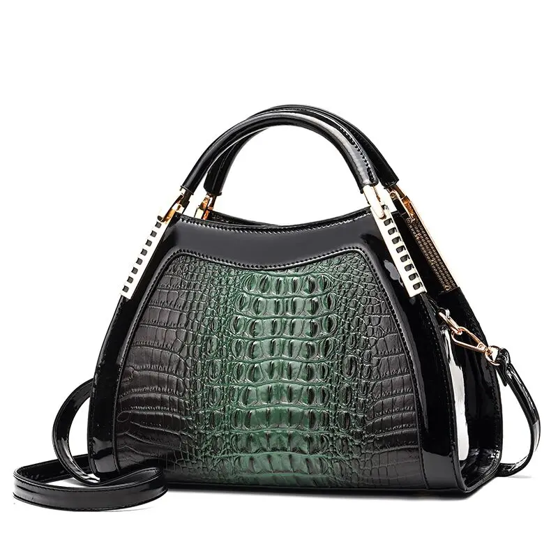 Green Two Gykaeo New Luxury Handbags Women Bags Designer Fashion Crocodile Pattern Shoulder Bag Ladies Party Messenger Bags Bolsa Feminina - Color: Green Two
