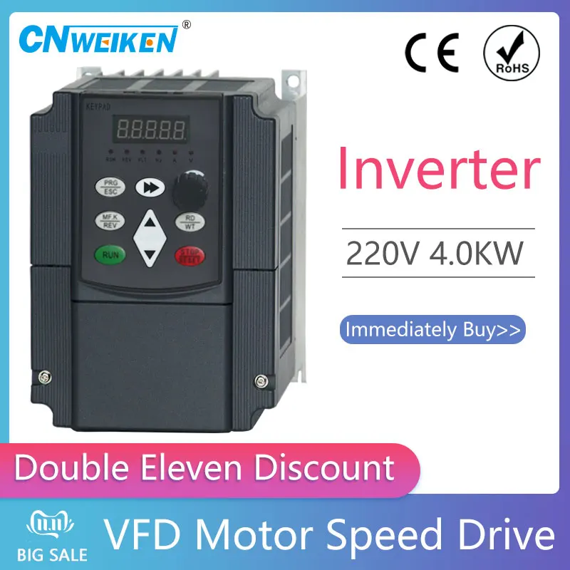 Преобразователь частоты VFD 4 кВт 5HP 400 Гц однофазный 220 В вход Трехфазный выход 16A