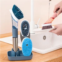 kitchen cleaning brush 4 in 1 long handle cleaning brush with removable brush sponge dispenser dishwashing brush kitchen tools