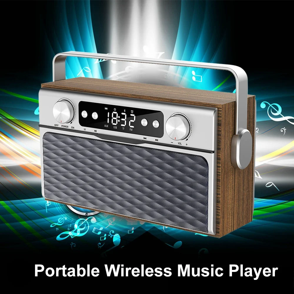 

Portable Wireless Wooden Bluetooth Speaker Caixa De Som 20W Loudspeaker Alarm Clock FM Radio Player Support TF Card U Disk Line