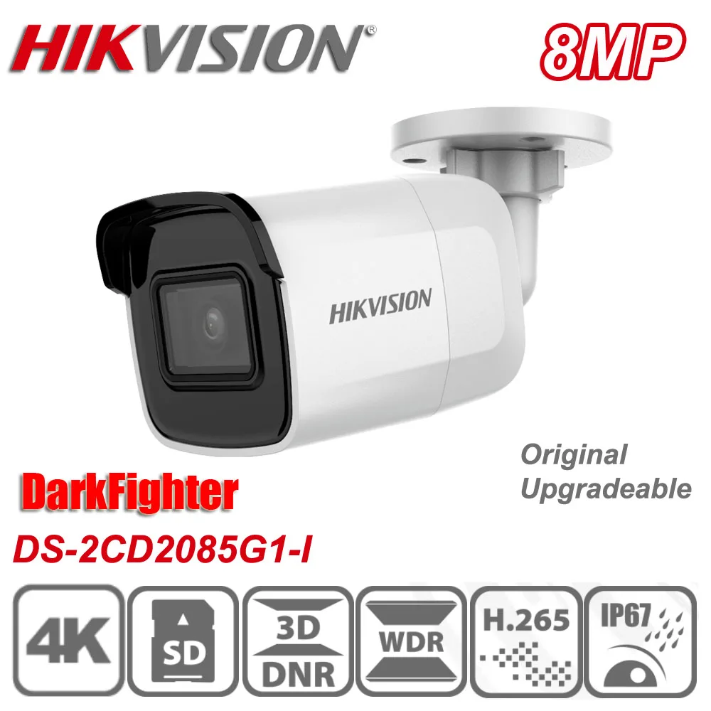 Оригинальная ip камера Hikvision 8MP DS 2CD2085G1 I 4K POE IR IP67 H.265 DarkFighter Bullet Mini|Камеры