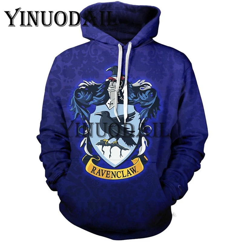 A Wizardry 3D Толстовка с принтом и карманом Ravenclaw Gryffindor для взрослых унисекс Толстовка костюм толстовки Мужская одежда - Цвет: A