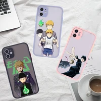 mob psycho 100 newly phone case for iphone 12 11 mini pro xr xs max 7 8 plus x matte transparent gray back cover