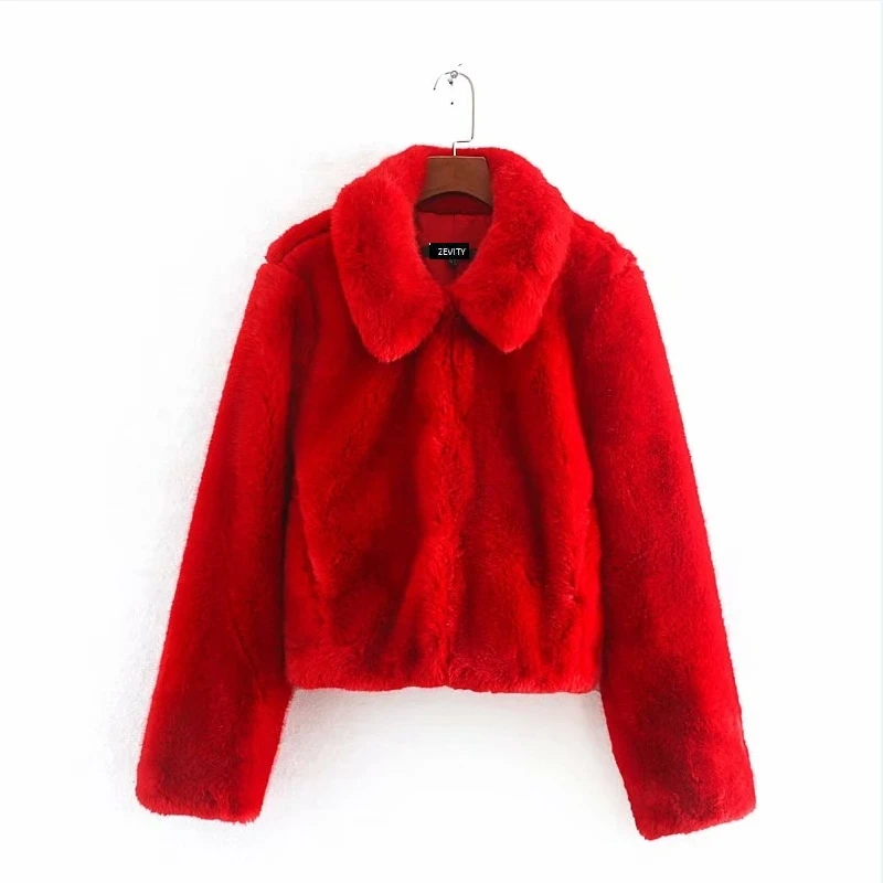 Женское модное однотонное теплое пальто с карманами из искусственного меха