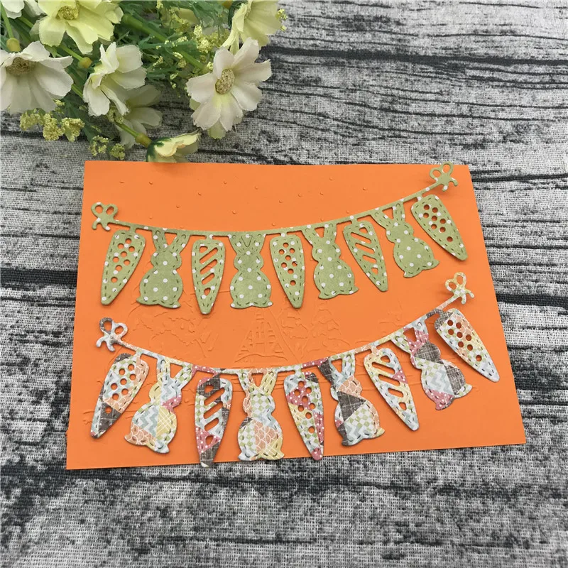 Металлическая высечка Пасхальный кролик морковка баннер скрапбукинг бумага