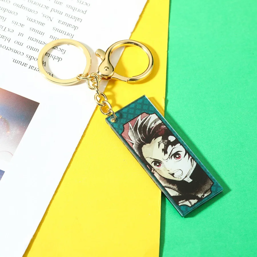 Anime Demon Slayer Kimetsu no Yaiba Keychains Acrylic Kamado Tanjirou Cosplay Double Sides Print Key Rings Bag Pendant Key Tings