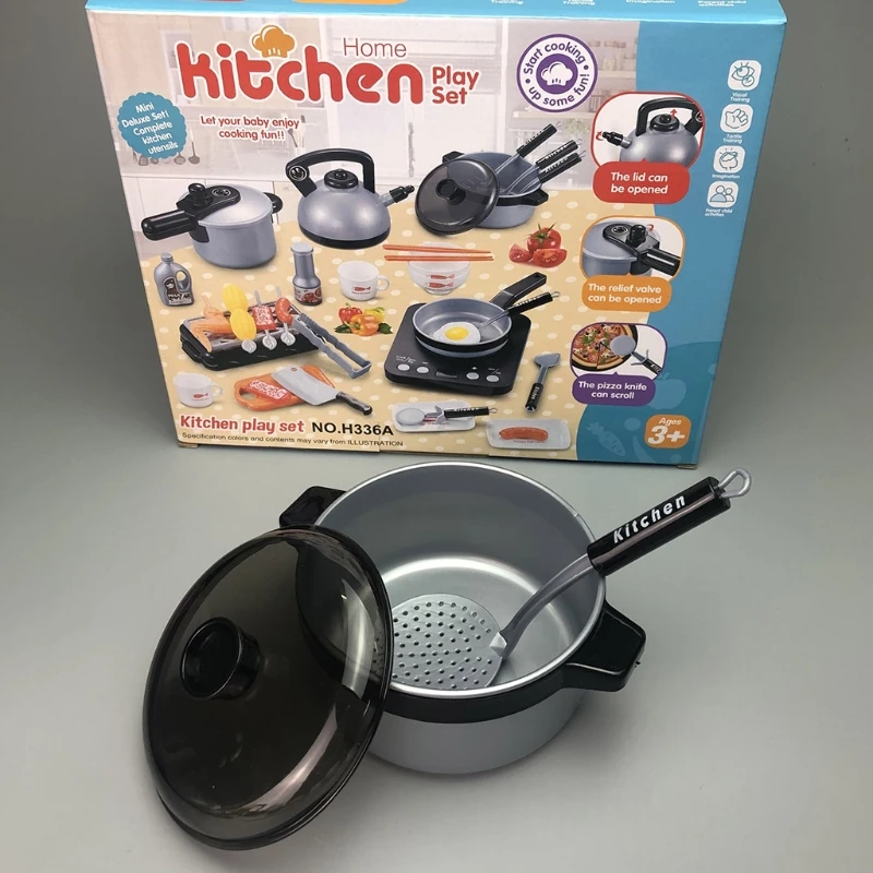 

36 шт., имитация кухонной утвари, Детская кухонная утварь, набор игрушек, кухонная утварь, кастрюля, кастрюля, Детский комплект для ролевых иг...