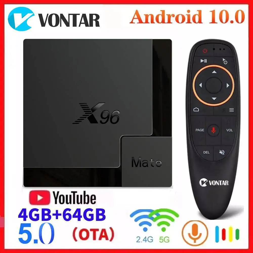 Vontar Smart Android 10 0 TV BOX X96 Mate Мини 4G/64G 2 4G и 5G двухъядерный процессор Wi Fi X96Mate 6K Media Player PK H96