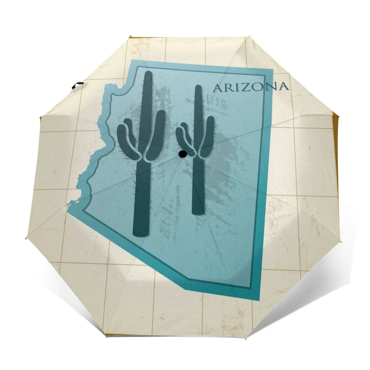 Зонт женский Автоматический трехскладной от дождя с картой штата Аризона