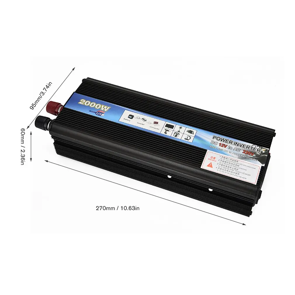 Автомобильный инвертор DC 12V AC 220V 50Hz авто Инвертор 2000W солнечный зарядное