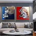 Исламский холст, круглая красная масляная живопись, арабский стиль холст с каллиграфией, художественные принты, настенные картины, домашний декор для гостиной