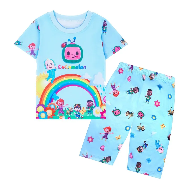 

2021 Children Pajamas Set Kids Cocomelon Clothes Baby Girls Cartoon Casual Clothing Costume Short Sleeves Sleepwear Boys Pajama