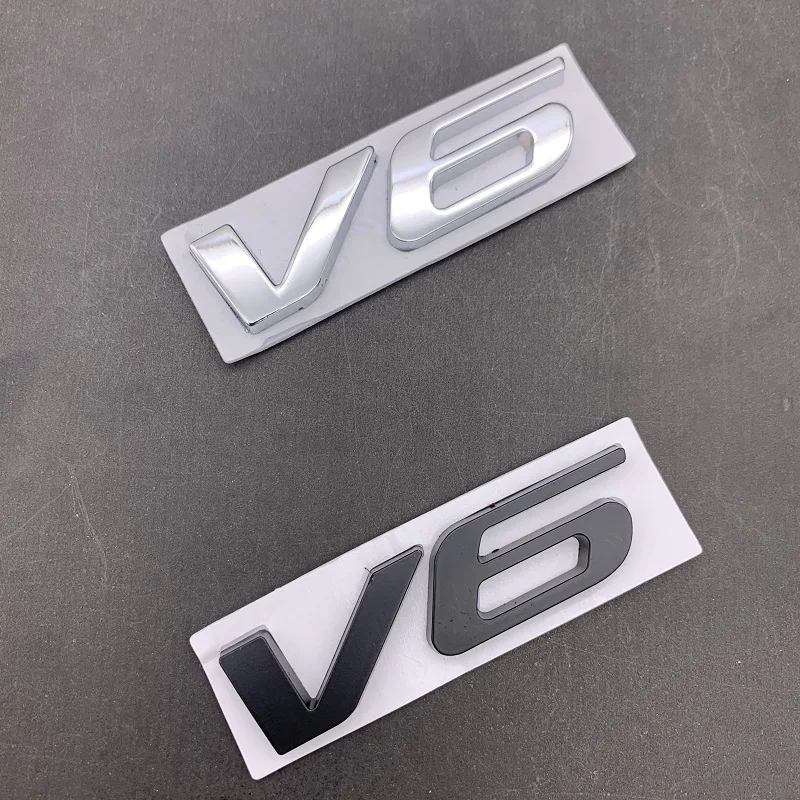 

3D Metal Adhesive V6 Truck Car Badge Emblem Sticker Car Styling Accessories for Ford (V6-Silver) 7cm