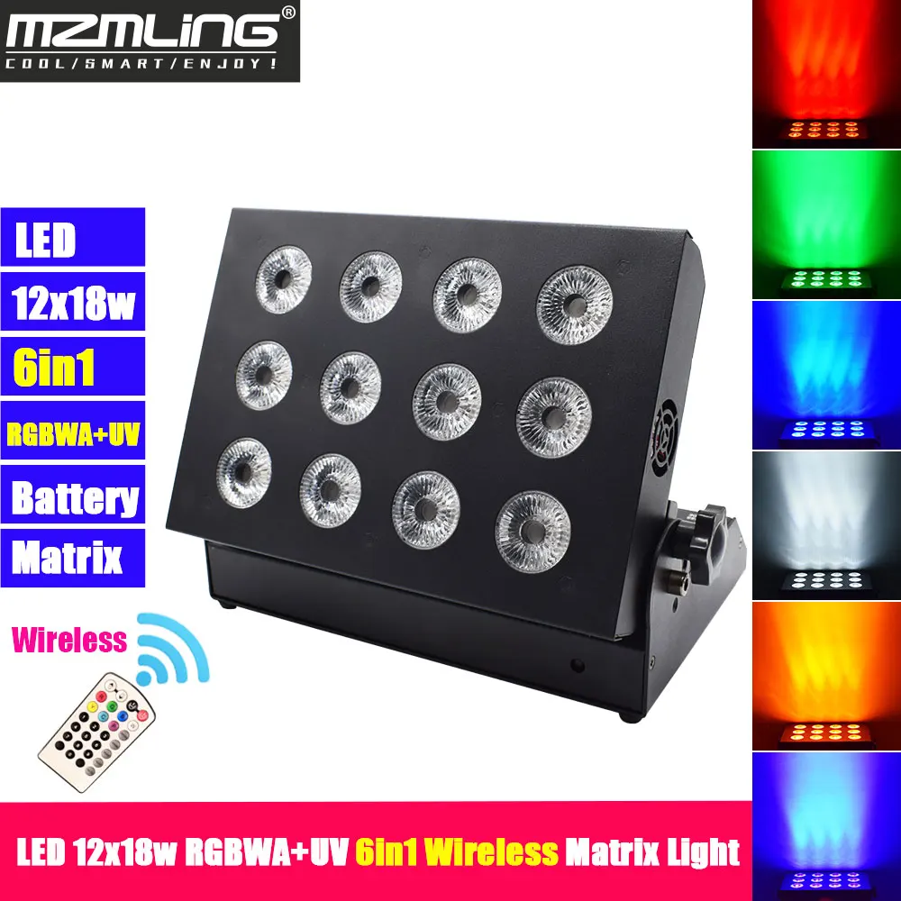 Беспроводной светодиодный светильник RGBWA + UV 6 в 1 12 х18 Вт матричная лампа DMX512