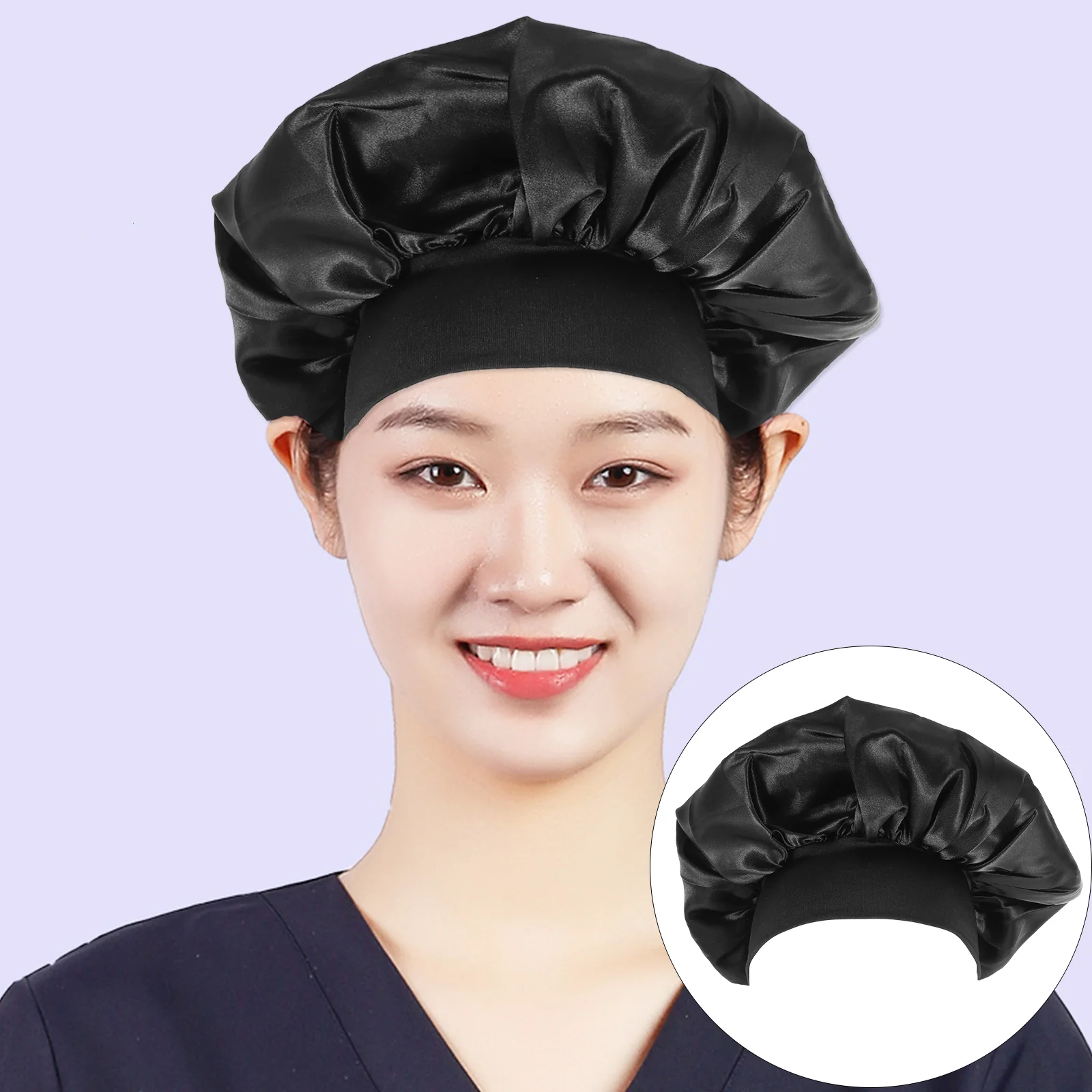 

1pc Night Sleep Head Cover Wide Elastic Band Sleeping Hat