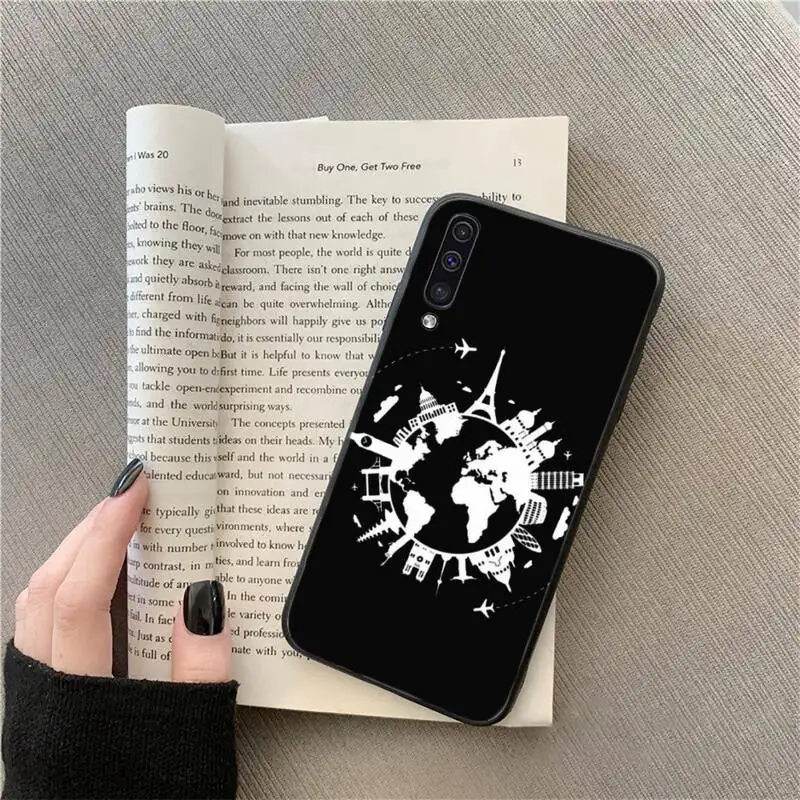 

World map airplane pattern Phone Case For Samsung A51 A32 A52 A71 A50 A12 A21S S10 S20 S21 Plus Fe Ultra