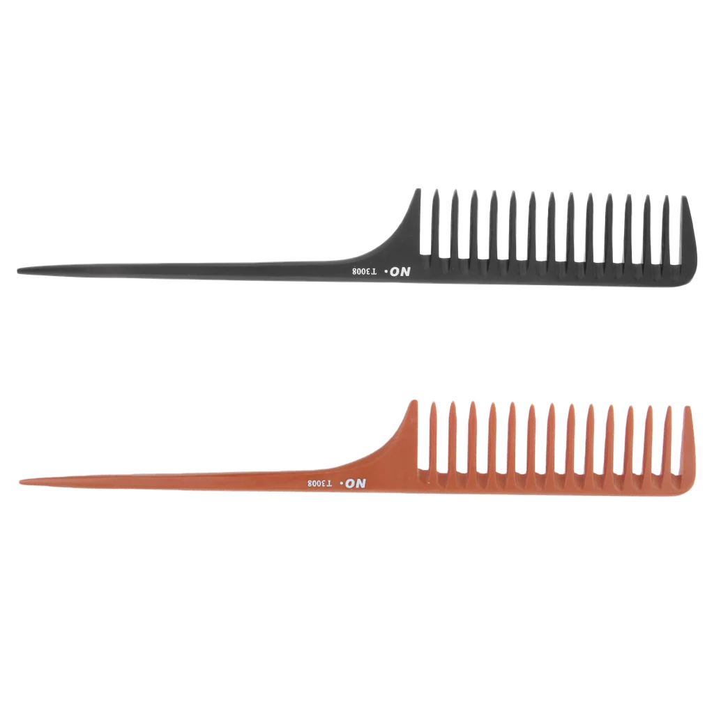 

2PCS 27cm Anti-static Heat Resistant Wide-tooth Comb Hairdressing Hair Teasing Brush Long Rat Tail Comb