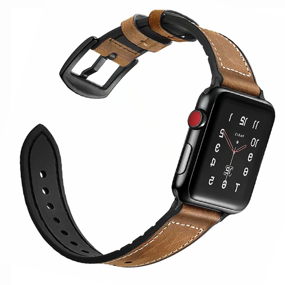 Кожаный ремешок с цветочным принтом для iwatch 5 4 3 2 1 Apple Watch 38 мм 42 40 44 наручные часы