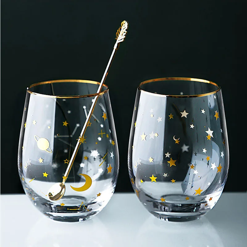 Новые ins ручной работы из белого золота прозрачный Стекло чашки со звездным небом
