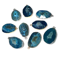 trendy natural crystal pendants water drop blue dragon agates pendant charms for jewelry making diy accessories fit necklace