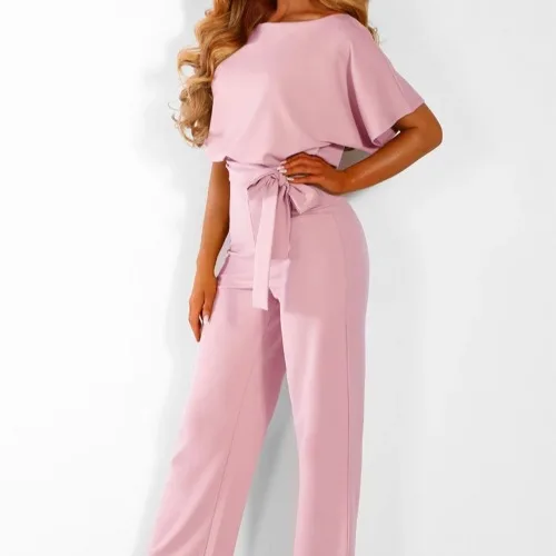 

New Fashion Jumpsuit for Women Solid Black Rompers Slash Short Sleeves Womens Jumpsuit Casual Loose Romper Elegant Lady Overalls