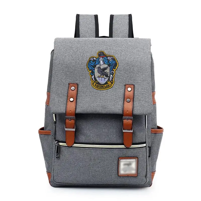 Магический Хогвартс Ravenclaw Слизерин Гриффиндор мальчик Девочка студенческая школьная сумка подростковые школьные сумки холст вышивка рюкзак - Цвет: F