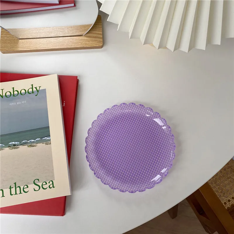 Маленький цветок десертная тарелка решетка торт полосатая пластиковая фото