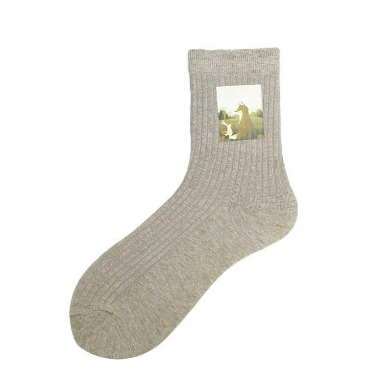 Милые женские носки Харадзюку с принтом животных дизайнерские милые