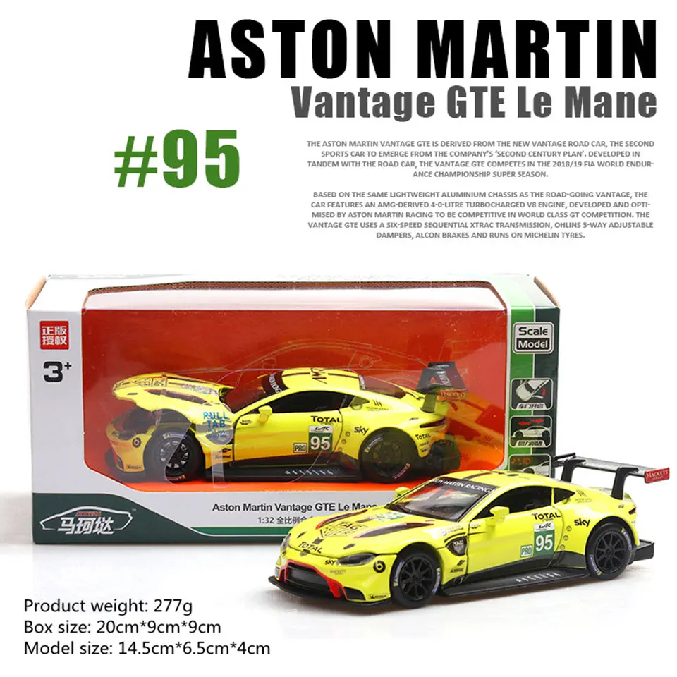 

Highly simulated ASTON 1:32 metal racing model 3 door sound light toy cars alloy die cast pull back receive children's day gift