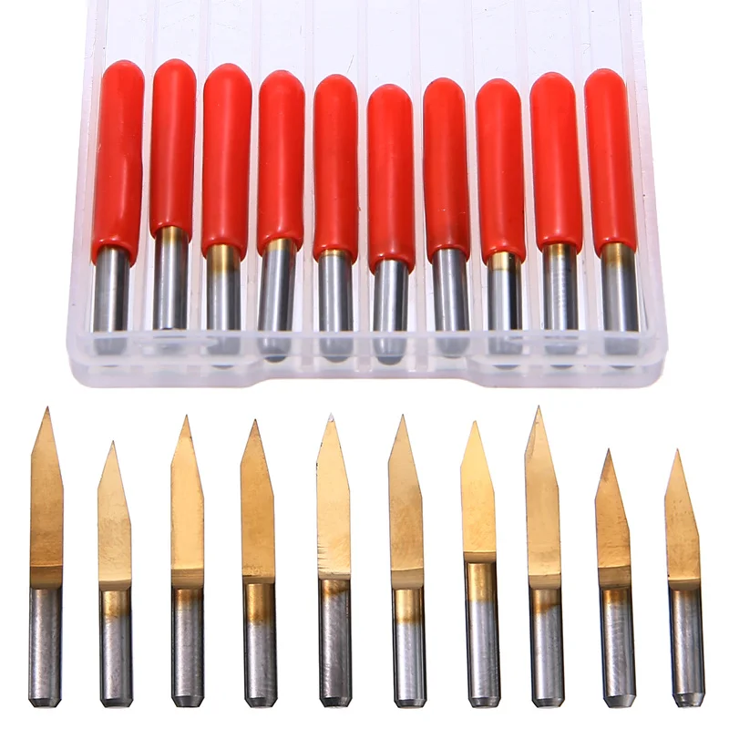 Гравировальные фрезы для печатных плат с титановым покрытием 10 шт. инструмент