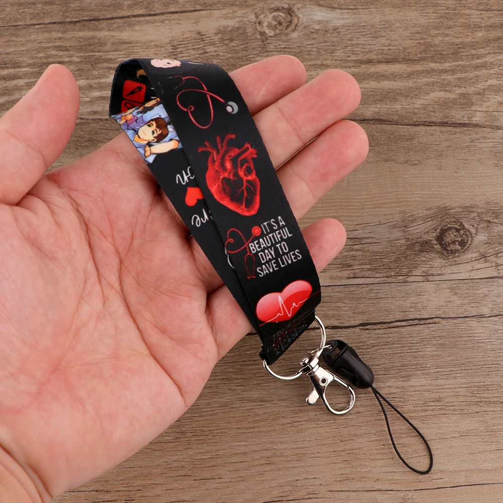 

JF821 Grey's Anatomy Doctor Nurse Short Neck Strap Lanyards Keychain Holder ID Card Passport Hanging Rope Lariat Lanyard Gifts
