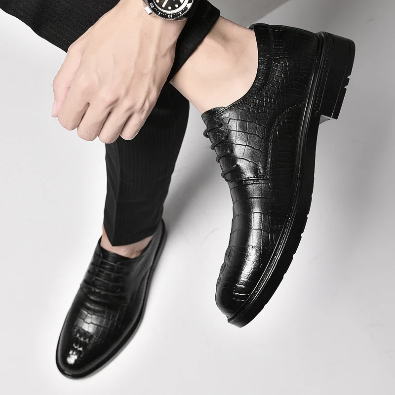 

Деловые повседневные кожаные туфли, однотонные универсальные туфли на шнуровке с низким верхом, удобные и дышащие легкие уличные туфли