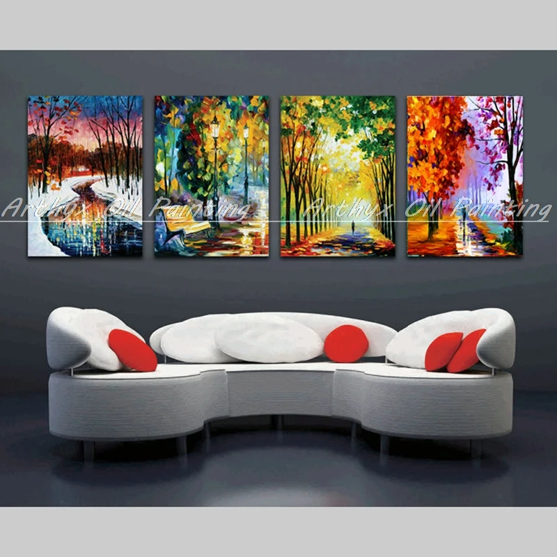 Современное настенное украшение абстрактные уличные фонари скамейка Ночной