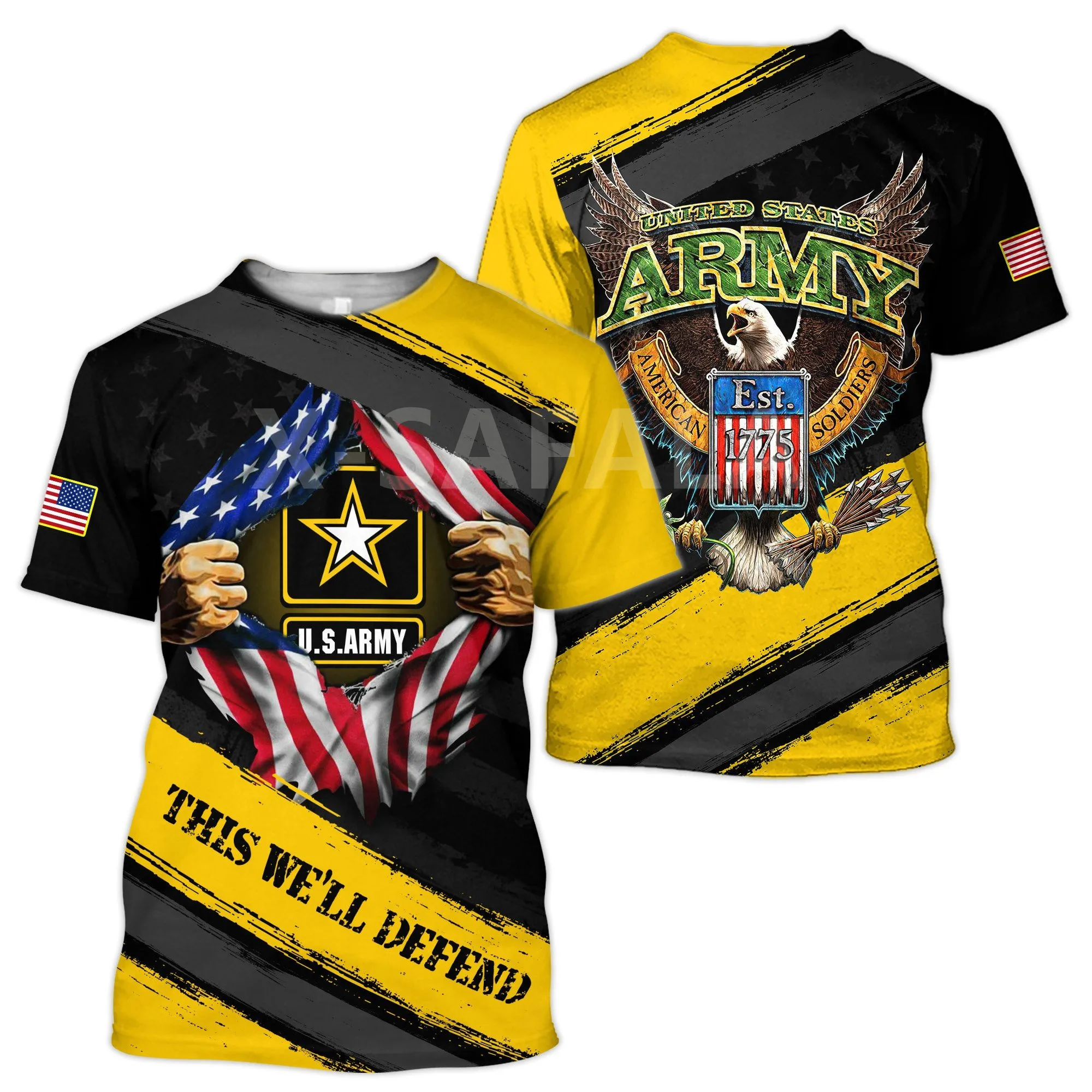 

Summer unisex sportswear quick-drying short-sleeved Harajuku T-shirt 3D printing shirt Navy Eagle men women plus size top